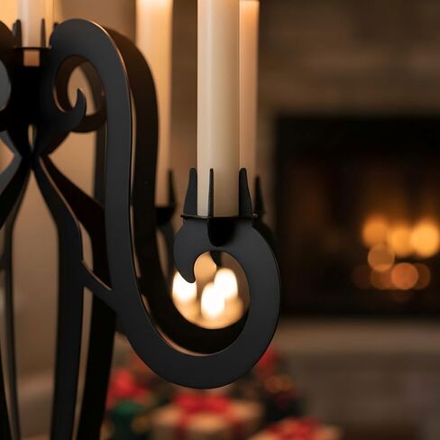 AIM & GGKK 7 Arm Black Metal Candelabra Candle Holders – Elegant Taper Candle Holders, Classic Candlestick Holder, Decorative Candelabra Centerpiece for Table & Home Decor in Saudi Arabia