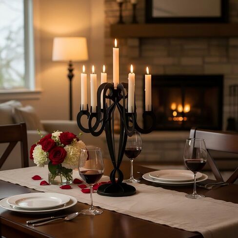 AIM & GGKK 7 Arm Black Metal Candelabra Candle Holders – Elegant Taper Candle Holders, Classic Candlestick Holder, Decorative Candelabra Centerpiece for Table & Home Decor in Saudi Arabia