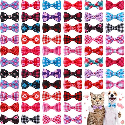 Silkfly 60 pcs Spring Plaid Dog Cog Roies Bow Dog Bowtie Holiday Associory Puppy Bows Detachable Twalar Charms for median اطلب الكلاب الكبيرة الكبيرة. in Kuwait