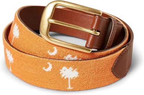 Palmetto Golf & Belts, Handmade Palmetto Tree Needlepoint Golf Belt, Orange Clemson backdrop with White Palmetto Tree, in Saudi Arabia