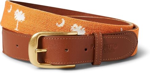 Palmetto Golf & Belts, Handmade Palmetto Tree Needlepoint Golf Belt, Orange Clemson backdrop with White Palmetto Tree, in Saudi Arabia