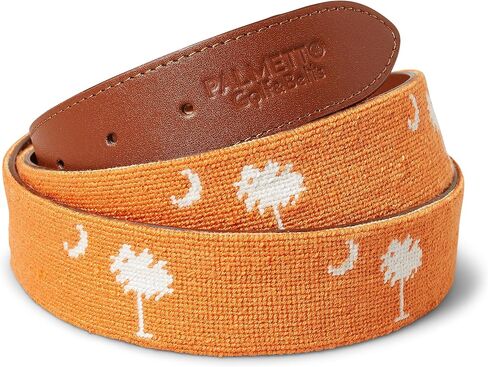Palmetto Golf & Belts, Handmade Palmetto Tree Needlepoint Golf Belt, Orange Clemson backdrop with White Palmetto Tree, in Saudi Arabia