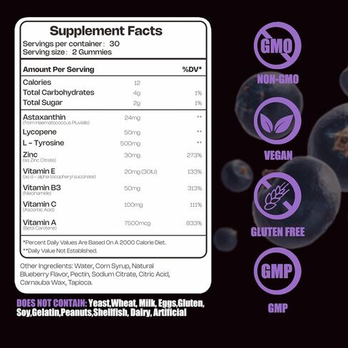 Tanning Gummies - Support a Natural Radiant Glow Year-Round - Oral Tan Support with Beta Carotene, Lycopene & Vitamins for Skin Health and Even Tone - Vegan & Sugar-Free Chews in Kuwait