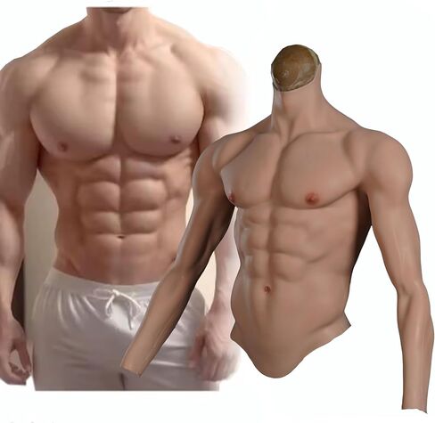 Silicone Muscle Suit Realistic Fake Abs Chest Plate with Arms Male Fake Muscle Costume for Cosplay Halloween in Saudi Arabia