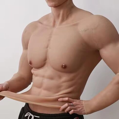 Silicone Muscle Suit Realistic Fake Abs Chest Plate with Arms Male Fake Muscle Costume for Cosplay Halloween in Saudi Arabia