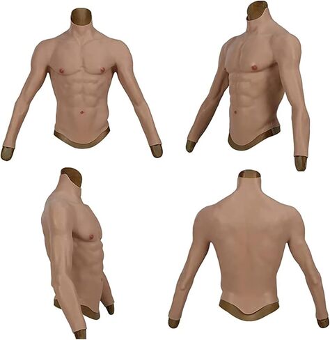 Silicone Muscle Suit Realistic Fake Abs Chest Plate with Arms Male Fake Muscle Costume for Cosplay Halloween in Saudi Arabia