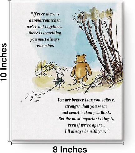 Classic Pooh Bear Wall Art Decor If Ever There Is A Tomorrow Quote Canvas Painting Pictures Framed Print Sign Artwork Ready to Hang for Home Room Nursery 8x10 Inches in Saudi Arabia