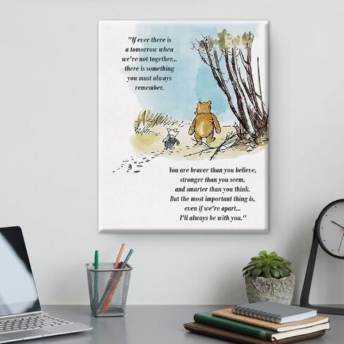Classic Pooh Bear Wall Art Decor If Ever There Is A Tomorrow Quote Canvas Painting Pictures Framed Print Sign Artwork Ready to Hang for Home Room Nursery 8x10 Inches in Saudi Arabia