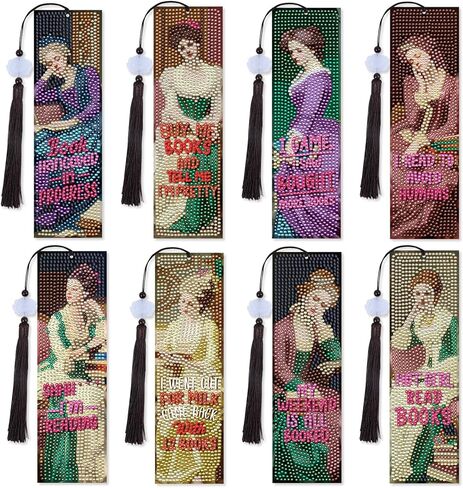 Dragon Diamond Art Kits - 6 Pcs Diamond Art Bookmarks with Tassels, Fantasy Creature Dragon Diamond Painting Kits for Adult, Acrylic Diamond Art Dragon Lover Gifts in Kuwait