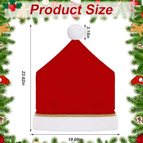 Boao 4 Pcs Christmas Chair Covers Santa Claus Hat Dining Chair Slipcovers Velvet Xmas Seat Back Covers Protector for Christmas Holiday Kitchen Festival Decoration in Saudi Arabia