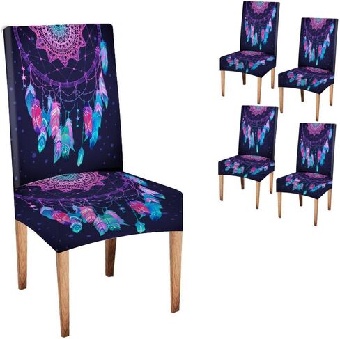 Mrcrypos Chair Covers for Dining Room Set of 6 Spandex Stretch Chair Covers Washable Parsons Seat Slipcovers for Ceremony, Banquet, Wedding, Party, Gold White Marble in Saudi Arabia