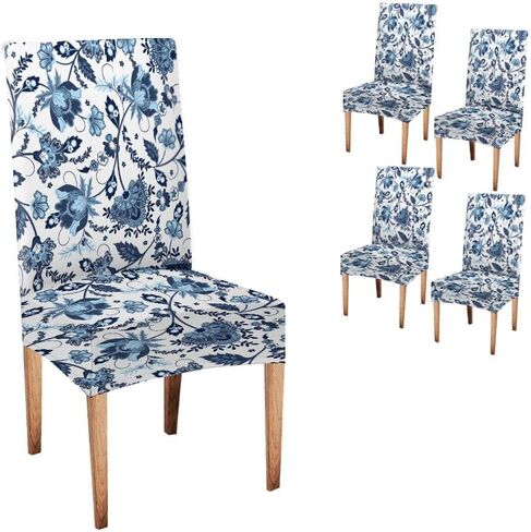 Mrcrypos Chair Covers for Dining Room Set of 6 Spandex Stretch Chair Covers Washable Parsons Seat Slipcovers for Ceremony, Banquet, Wedding, Party, Gold White Marble in Saudi Arabia