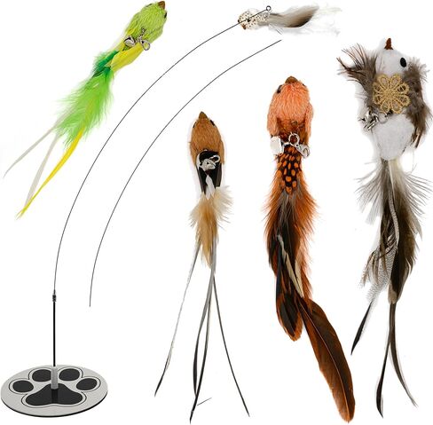 Cat Toys Set Cat Fishing Pole Toy Retractable Cat Wand Toy Suction Cup Cat Toys for Indoor Cats Door Hanging Cat Toy Cat String Toy Cat Teaser Wand Hanging Cat Toy Cat Feather Toy Cat Toy Wand Kitten in Saudi Arabia