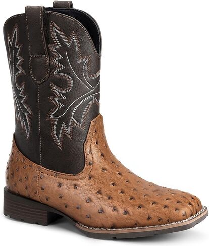 Lumeheel Cowboy Boots for Men - Western Men's Boots with Classic Embroidered, Slip on Square Toe Boots, Slip Resistant Country Boots Chunky Heel Ankle, Durable Short Boots for Spring Fall in Kuwait