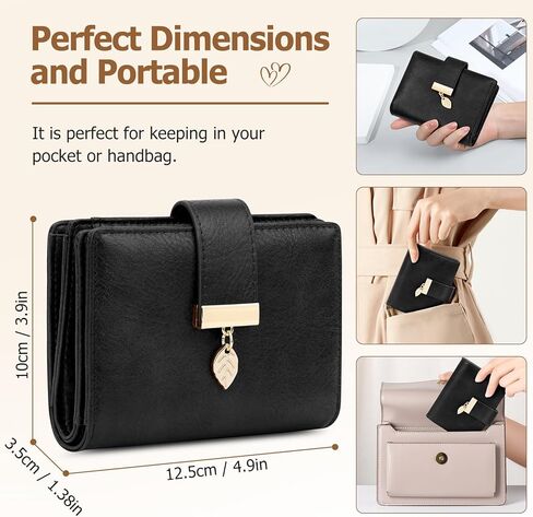 Genuine Leather Wallet for Women RFID Blocking Bifold with Zipper Pocket & ID Window (Black) in Saudi Arabia