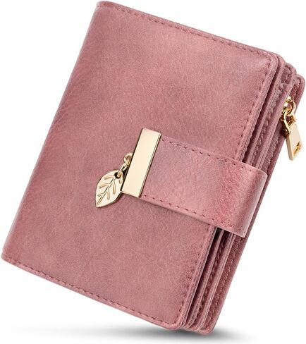 Genuine Leather Wallet for Women RFID Blocking Bifold with Zipper Pocket & ID Window (Black) in Saudi Arabia