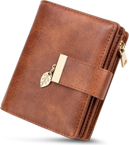Genuine Leather Wallet for Women RFID Blocking Bifold with Zipper Pocket & ID Window (Black) in Saudi Arabia