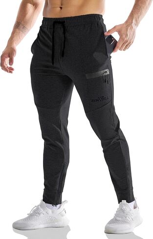 Gesaofa Mens Zipset Workout Sweatpants Open Bottom Fit Lightweight Athletic Gym Jogger Running Track Casual Pants for Men in Saudi Arabia