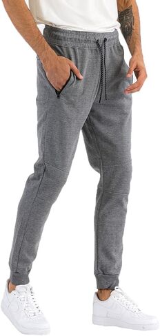بنطال WEIV Joggers مع جيوب بسحاب، بنطال رياضي مطاطي للرجال للتمرين والركض والجري in Kuwait