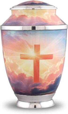 Monarch Cross Cremation Urn – Religious Adult Urn for Human Ashes up to 200 lbs – Christian Funeral & Memorial Urn with Sunset Cross Design – Metal Urn for Men and Women (Large) in Saudi Arabia