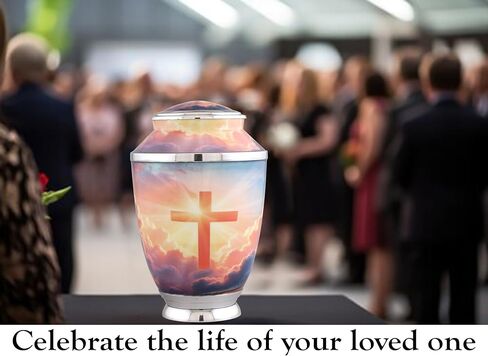 Monarch Cross Cremation Urn – Religious Adult Urn for Human Ashes up to 200 lbs – Christian Funeral & Memorial Urn with Sunset Cross Design – Metal Urn for Men and Women (Large) in Saudi Arabia