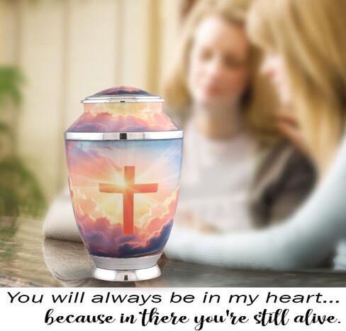Monarch Cross Cremation Urn – Religious Adult Urn for Human Ashes up to 200 lbs – Christian Funeral & Memorial Urn with Sunset Cross Design – Metal Urn for Men and Women (Large) in Saudi Arabia