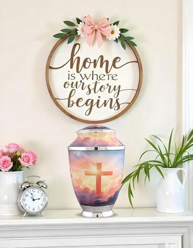 Monarch Cross Cremation Urn – Religious Adult Urn for Human Ashes up to 200 lbs – Christian Funeral & Memorial Urn with Sunset Cross Design – Metal Urn for Men and Women (Large) in Saudi Arabia