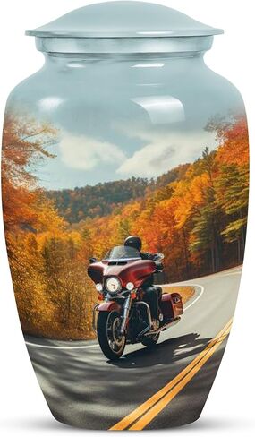 Motorcycle Urn - Blue Urn - Guardian Memorial Urn - Protective for Human Ashes - 10 Inch, 1 Pc Memorial Gifts for Adult Cremains Box in Saudi Arabia