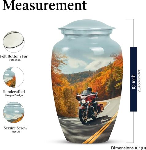 Motorcycle Urn - Blue Urn - Guardian Memorial Urn - Protective for Human Ashes - 10 Inch, 1 Pc Memorial Gifts for Adult Cremains Box in Saudi Arabia