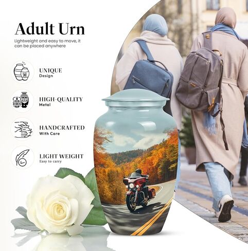 Motorcycle Urn - Blue Urn - Guardian Memorial Urn - Protective for Human Ashes - 10 Inch, 1 Pc Memorial Gifts for Adult Cremains Box in Saudi Arabia