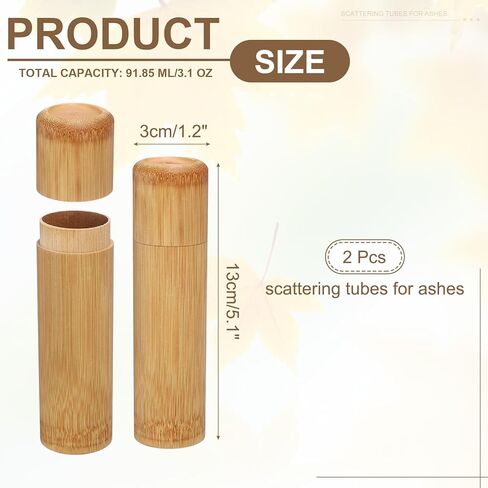 uxcell 2pcs Bamboo Scattering Urn, 5.1" x 1.4" Small Cremation Tube with Lid Mini Keepsake Brown for Male Female Pet Dog Brown in Saudi Arabia