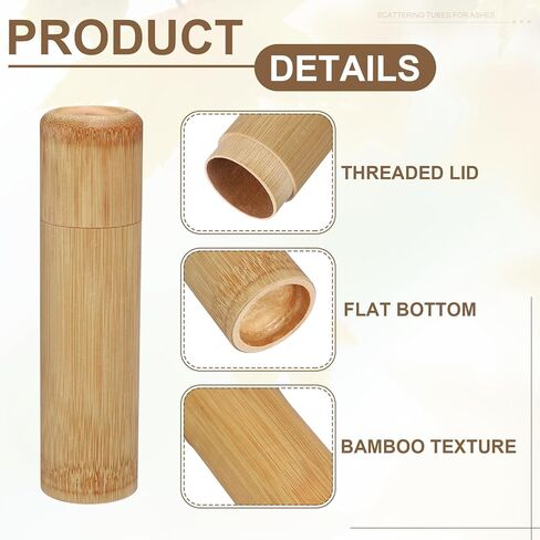 uxcell 2pcs Bamboo Scattering Urn, 5.1" x 1.4" Small Cremation Tube with Lid Mini Keepsake Brown for Male Female Pet Dog Brown in Saudi Arabia