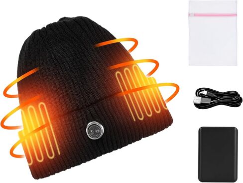 Heated Hat, Electric Rechargeable Battery Heated Hat for Women, Rechargeable Warm Winter Cap for Outdoor Sports (Black) in Saudi Arabia