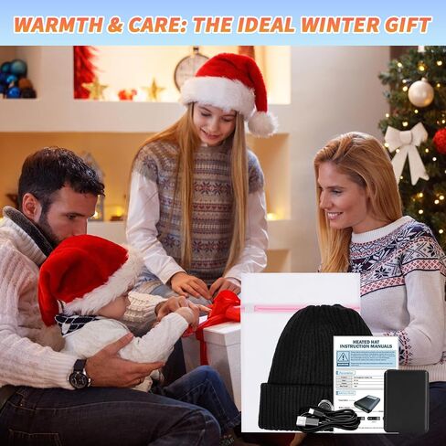 Heated Hat, Electric Rechargeable Battery Heated Hat for Women, Rechargeable Warm Winter Cap for Outdoor Sports (Black) in Saudi Arabia