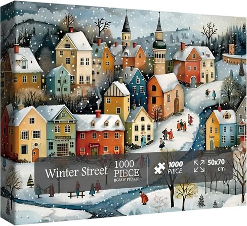 Colorful Winter Amsterdam Puzzle for Adults 1000 Pieces, Pretty Travel Landscape Jigsaw Puzzle, Dog Snowman Snow Sunset Winter Scene Puzzle in Saudi Arabia