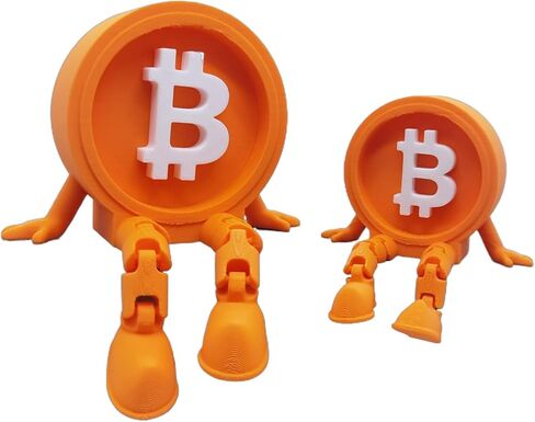 مجموعة تمثال رائد فضاء بيتكوين - رواد فضاء مشفرون مطبوعون ثلاثي الأبعاد بأرجل مرنة وقناع وجه بي تي سي، ديكور مكتب وهدية (قطعتان) in Kuwait