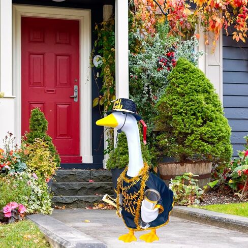 Happy New Year Porch Goose Outfits for 23" Cement Goose 2026 Winter Christmas Porch Goose New Years Costume Porch Lawn Garden Geese Clothes Yard Lawn Statue Patio Garden Festive Holiday Decor in Saudi Arabia