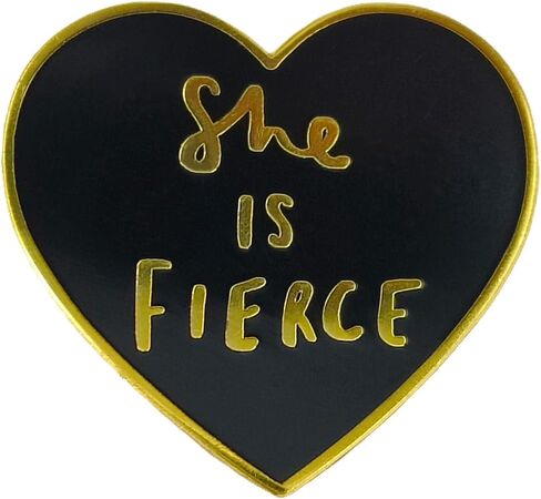دبوس المينا، "She Is Fierce" على شكل قلب، مجموعة ديكور DIY، بروش التمكين، شارة عبارة ملهمة، هدية للنساء والمراهقين والأصدقاء والعائلة، دبوس على، سترة من الدينيم، حقيبة قماش، حقيبة ظهر in Saudi Arabia