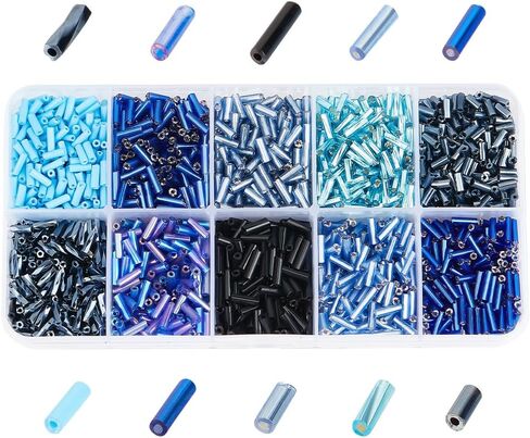 90G 10 Colors Glass Bugle Beads - Mixed Color Screwy Beads for DIY Crafting and Jewelry Making in Saudi Arabia