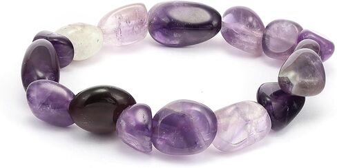 Amethyst Tumbled Healing Bracelet – 8mm Natural Gemstone Beads, Stretch Elastic Bracelet for Women & Men in Saudi Arabia
