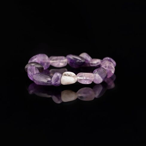 Amethyst Tumbled Healing Bracelet – 8mm Natural Gemstone Beads, Stretch Elastic Bracelet for Women & Men in Saudi Arabia