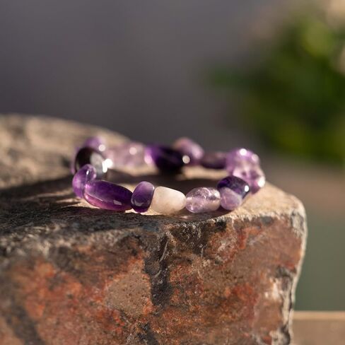 Amethyst Tumbled Healing Bracelet – 8mm Natural Gemstone Beads, Stretch Elastic Bracelet for Women & Men in Saudi Arabia