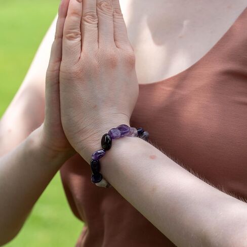 Amethyst Tumbled Healing Bracelet – 8mm Natural Gemstone Beads, Stretch Elastic Bracelet for Women & Men in Saudi Arabia