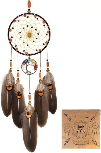 Urdeoms Blue Tree of Life Dream Catchers for Bedroom Adult Boho Big Dream Catcher for Boys Girls with Crystal Turquoise Hanging Ornament and Feathers Blessing Gifts(NO.33) in Kuwait