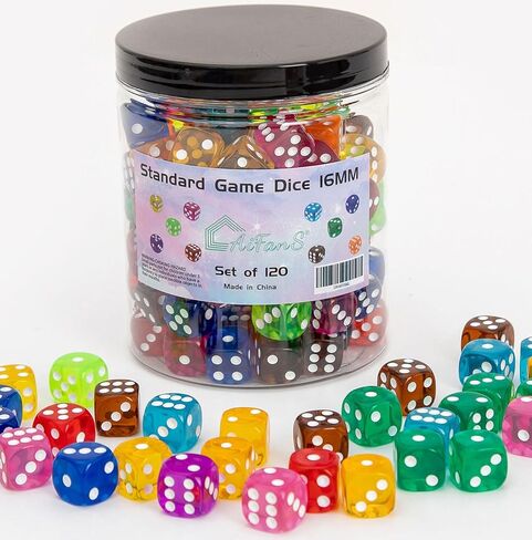 60 Pieces 16MM Dice Set, 6 Sided Standard Game Dices with Portable Box for Board Games,Worker Placement,Math Activities(Translucent Round Corners,10 Colors) in Kuwait