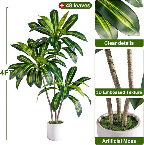 Tall Fake Tree Artificial Trees Plant with White Planter Pot Indoor Outdoor Potted Silk Plants Large Faux Trees loor Floor for Home Living Room Office Outside Patio para decoracion Housewarming Gift in Saudi Arabia