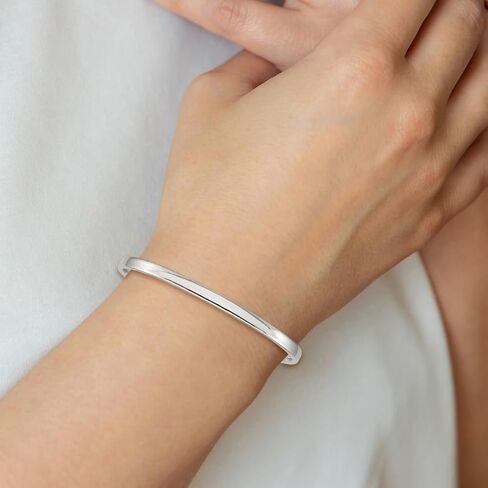 JewelryWeb 925 الفضة الاسترليني الصلبة مصقول الظهر 4mm الكفة تكويم الإسورة الكفة سوار للنساء in Saudi Arabia