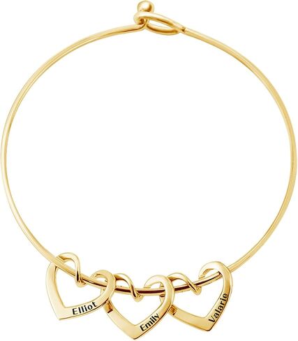 BAUMA AUTO Personalized Bracelets for Women with 2-8 Custom Names Heart Charms Promise Bangle Cuff Bracelets for Women Unique Jewelry for Wife Grandma Mother's Birthday Anniversary Christmas Gift in Saudi Arabia