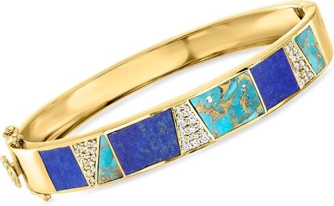 Ross-Simons Turquoise, Lapis and 1.00 ct. t.w. White Topaz Bracelet in 18kt Gold Over Sterling in Saudi Arabia