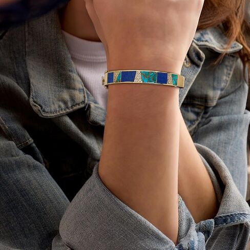 Ross-Simons Turquoise, Lapis and 1.00 ct. t.w. White Topaz Bracelet in 18kt Gold Over Sterling in Saudi Arabia